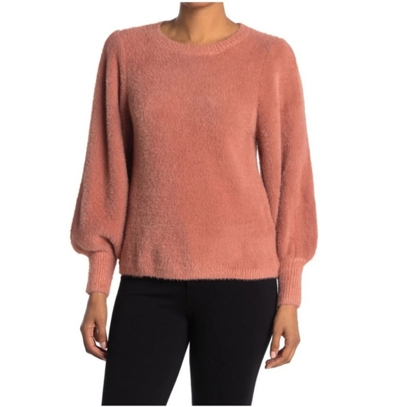 MAISIE Franco Fuzzy Sleeve Sweater In Dusty Pink SZ Med - Picture 1 of 5